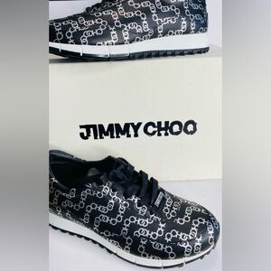 Jimmy Choo  Black, Silver and White Monza Sneakers New